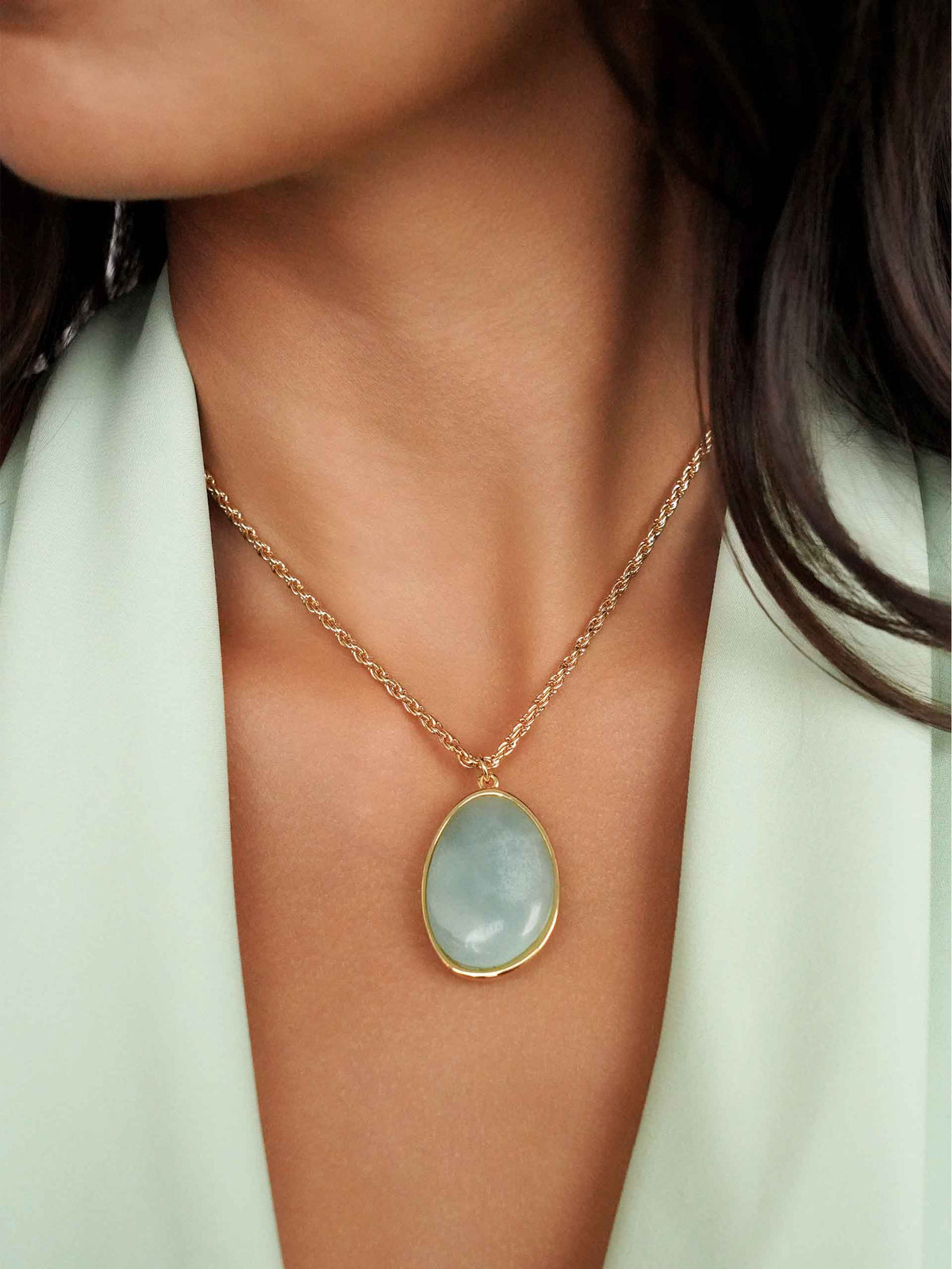 Amazonite Pendant Necklace - Amazonite with 18k Gold Plating | Ettika