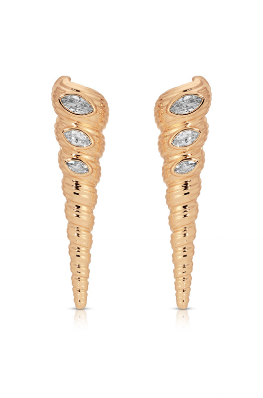 Capri Shell Earrings - Clear Crystal with 18k Gold Plating | Ettika