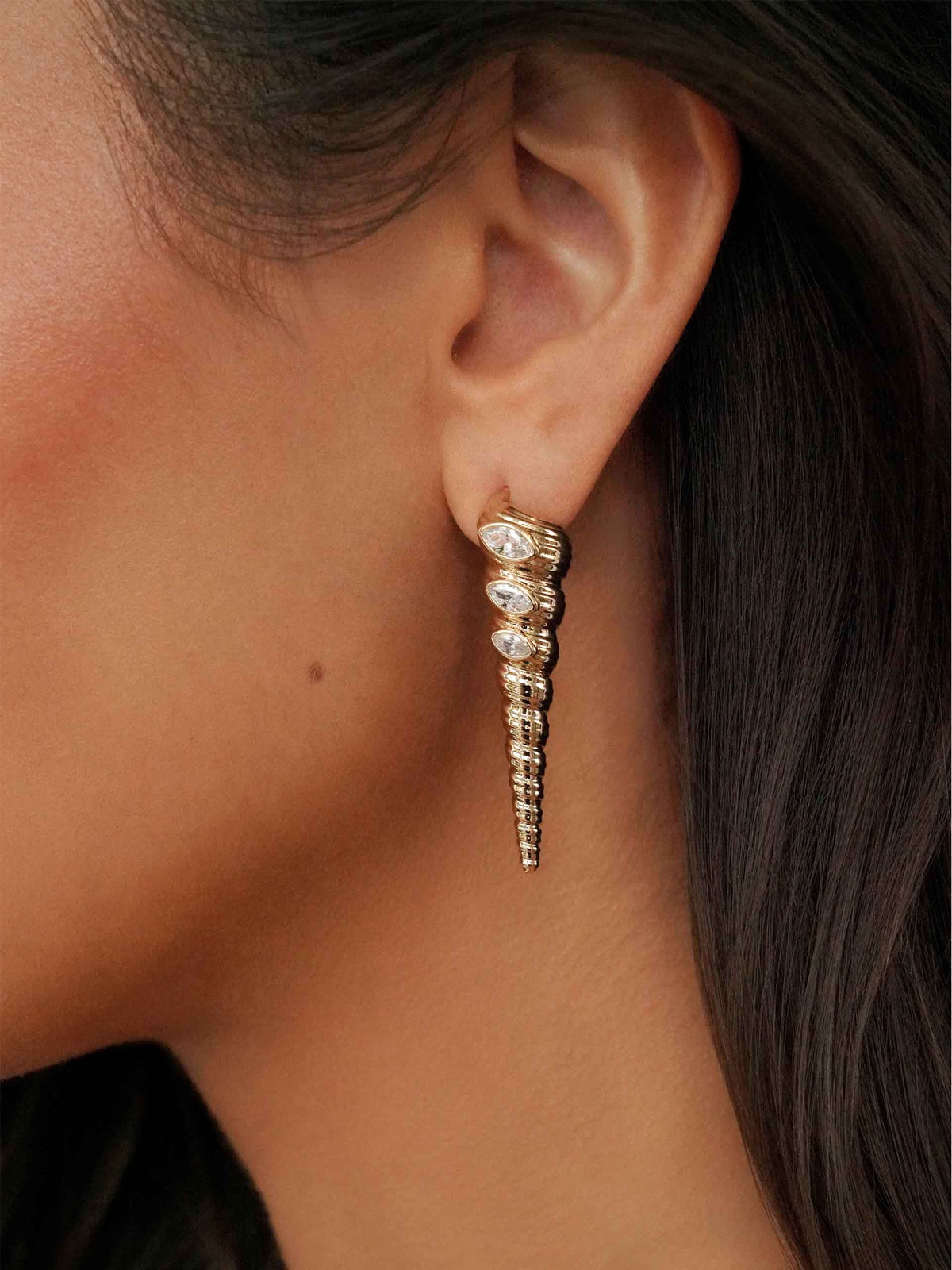 Capri Shell Earrings - Clear Crystal with 18k Gold Plating | Ettika