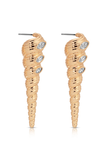Capri Shell Earrings - Clear Crystal with 18k Gold Plating | Ettika