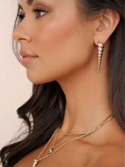 Capri Shell Earrings - Clear Crystal with 18k Gold Plating | Ettika