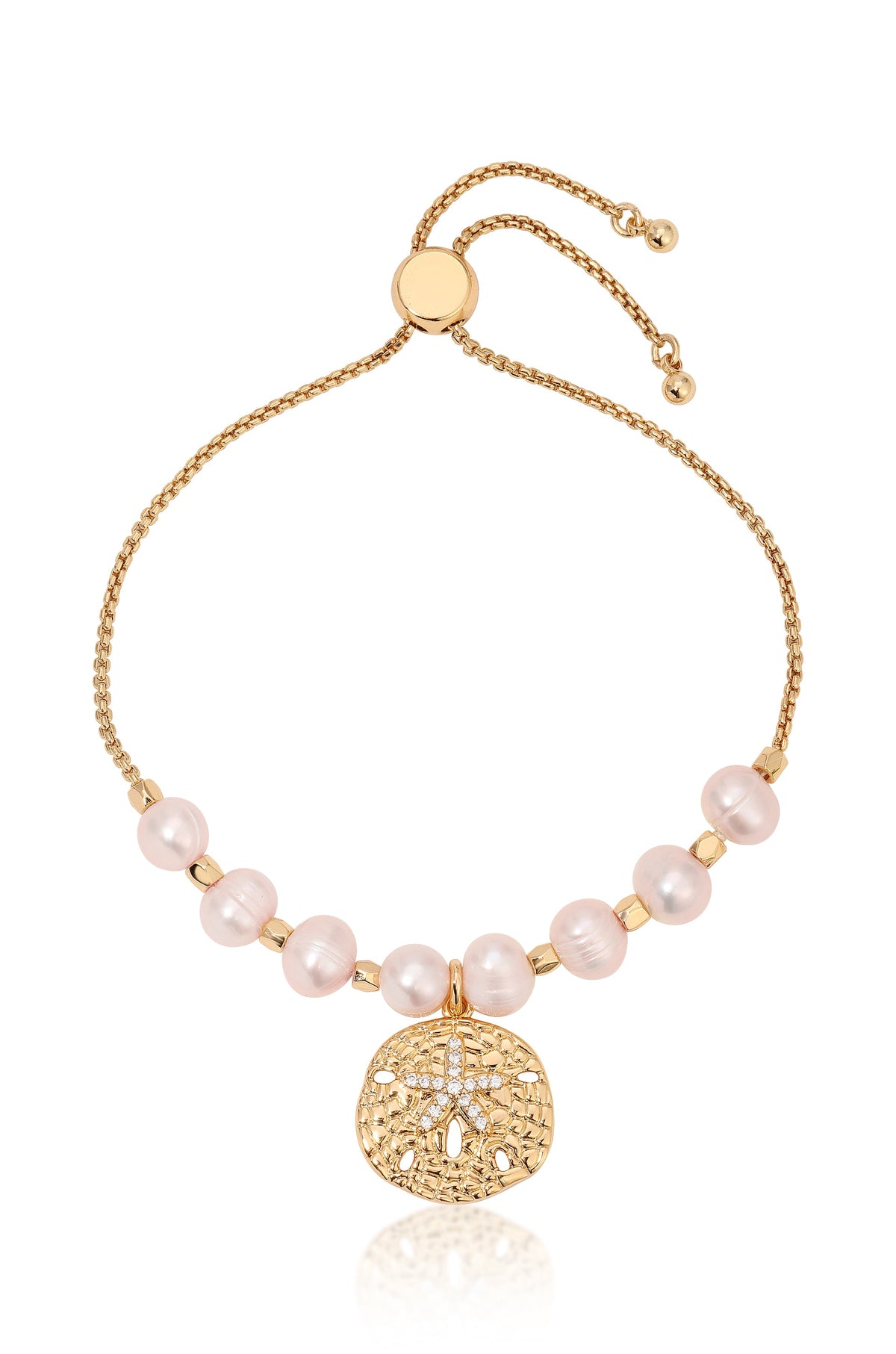 Sand Dollar Adjustable Bracelet - Pearl with 18k Gold Plating | Ettika