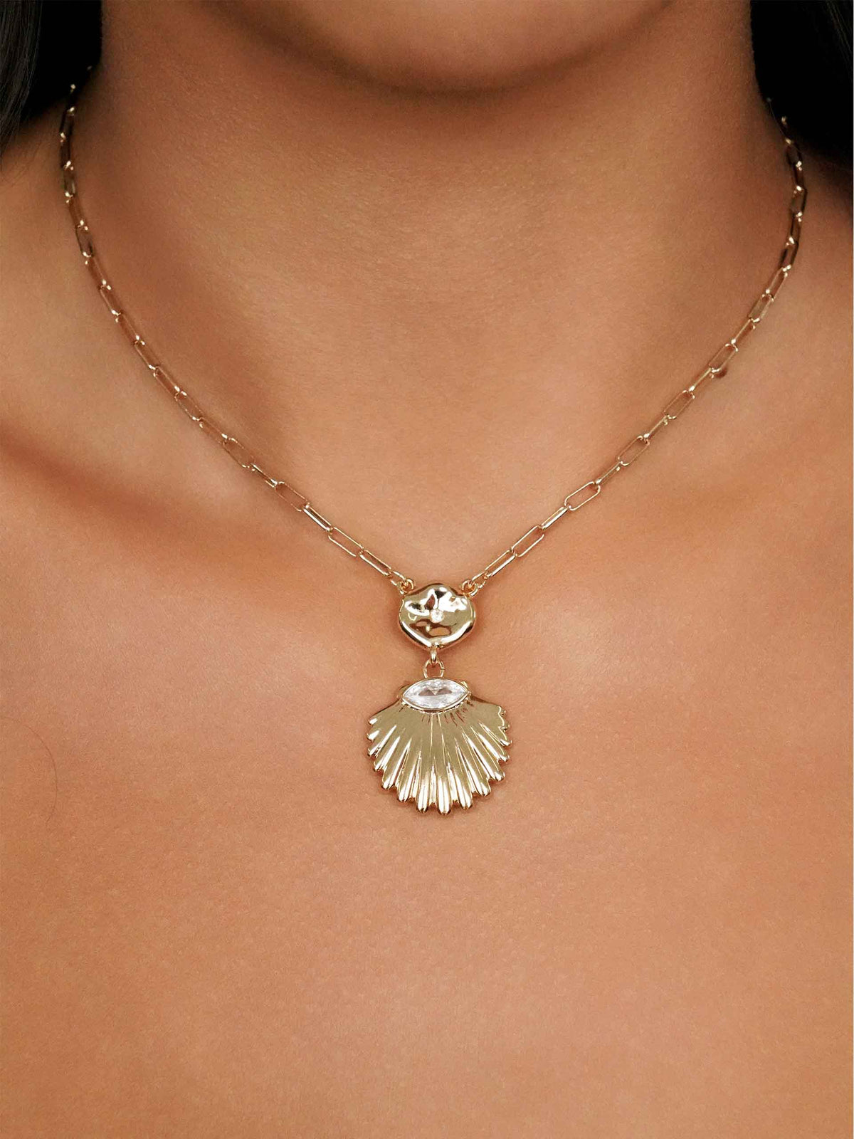 Santorini Pendant Necklace - Clear Crystal with 18k Gold Plating | Ettika