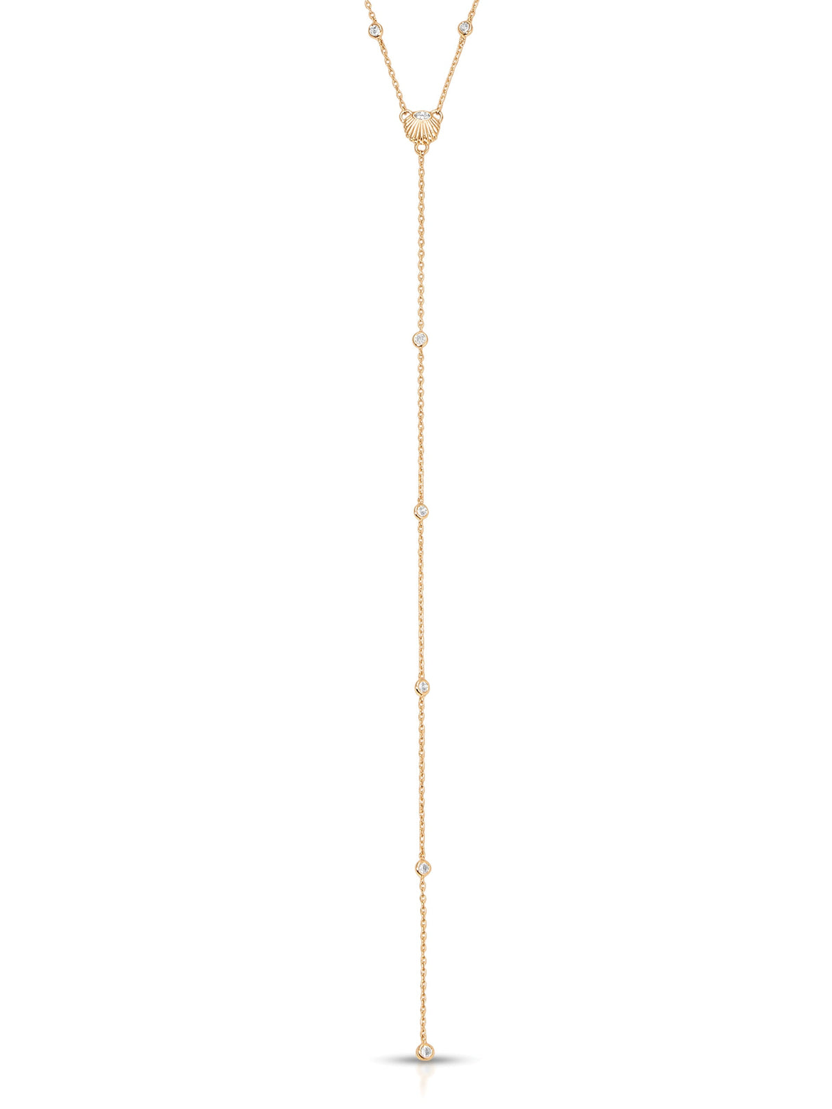 Santorini Shell Lariat - Clear Crystal with 18k Gold Plating | Ettika
