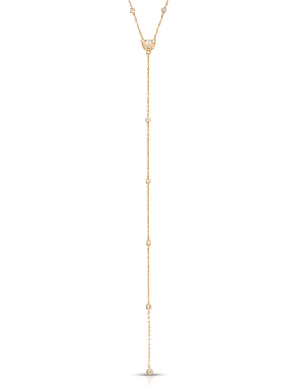 Santorini Shell Lariat - Clear Crystal with 18k Gold Plating | Ettika