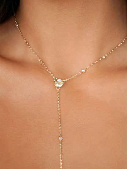 Santorini Shell Lariat - Clear Crystal with 18k Gold Plating | Ettika