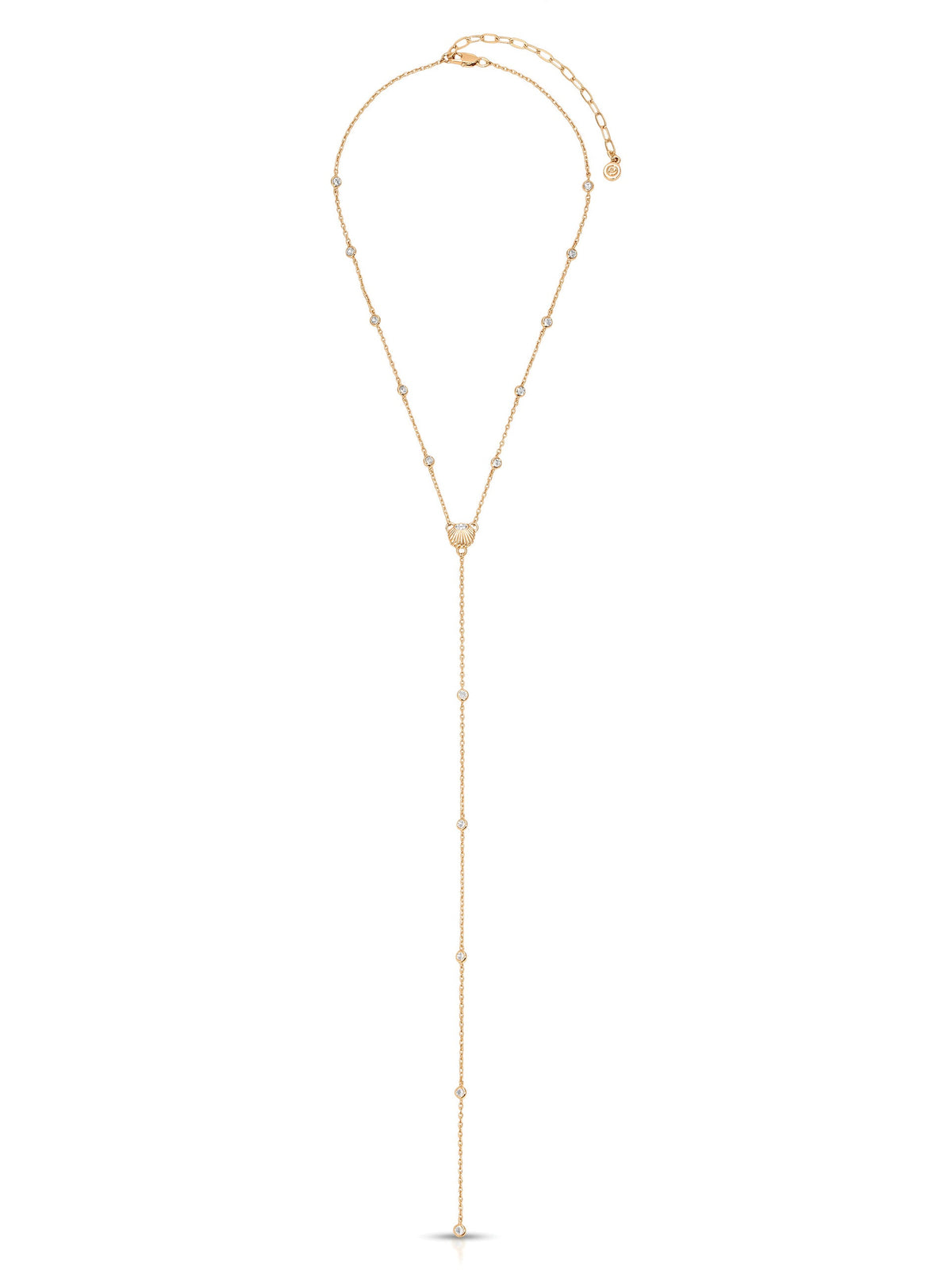 Santorini Shell Lariat - Clear Crystal with 18k Gold Plating | Ettika