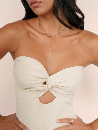 Santorini Shell Lariat - Clear Crystal with 18k Gold Plating | Ettika