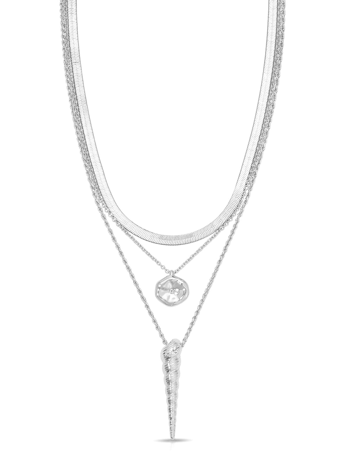 Saint Tropez Shell Necklace - Clear Crystal with Silver Plating | Ettika