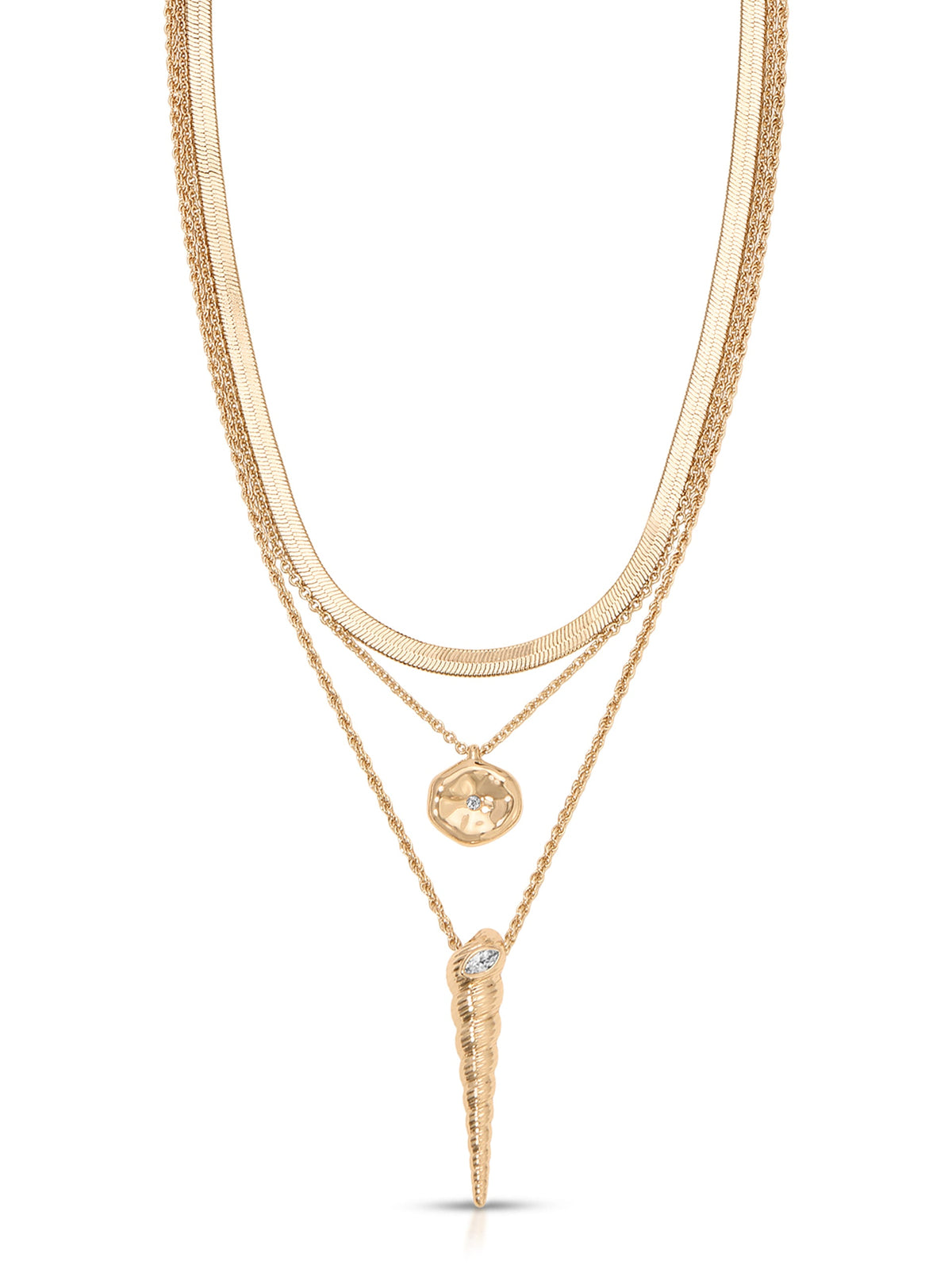 Saint Tropez Shell Necklace - Clear Crystal with Silver Plating | Ettika