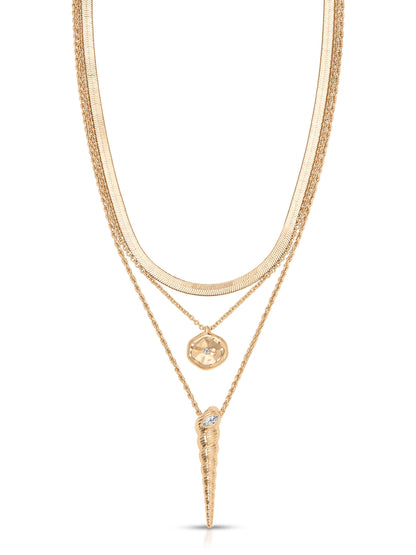 Saint Tropez Shell Necklace - Clear Crystal with Silver Plating | Ettika