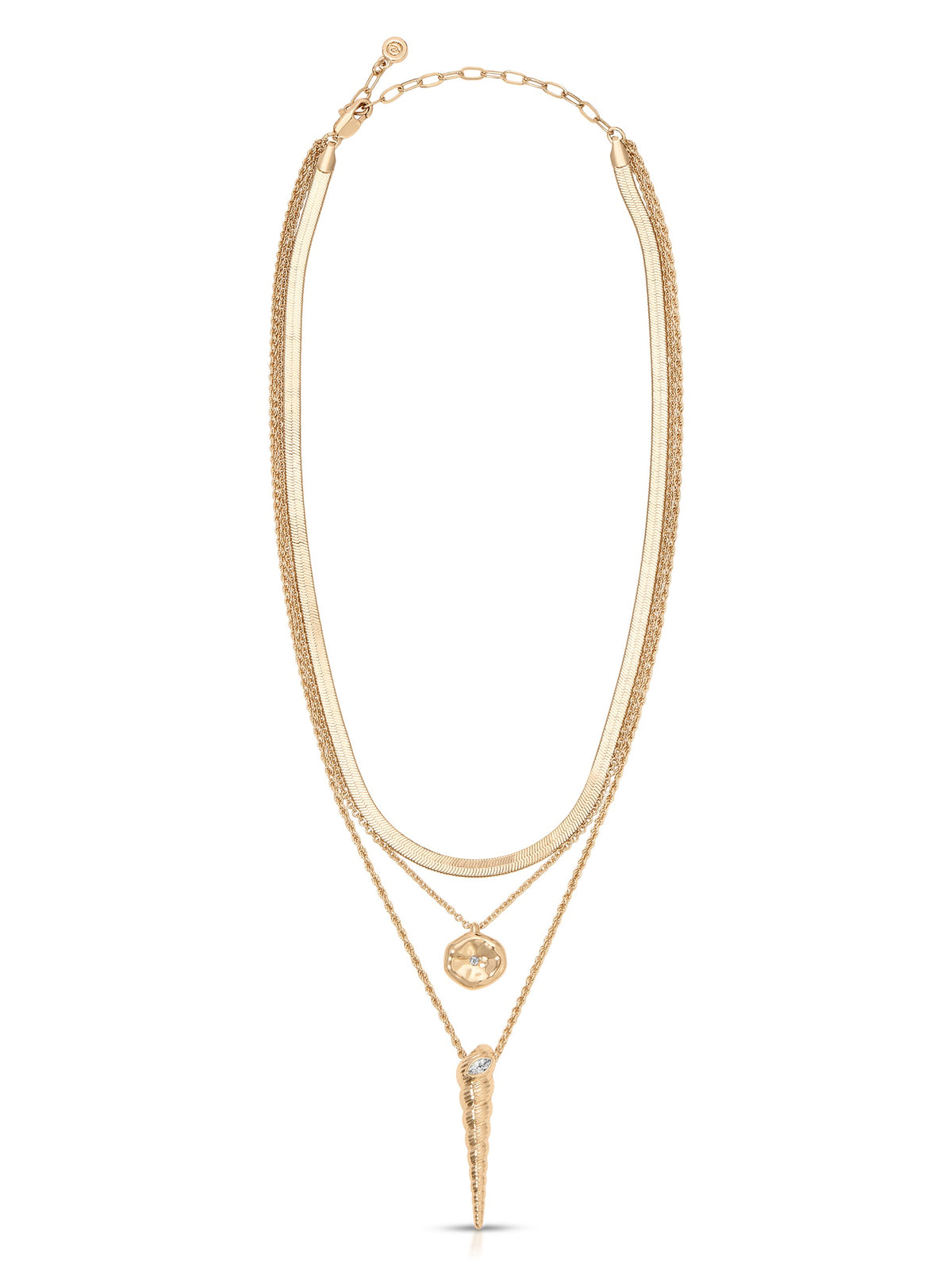 Saint Tropez Shell Necklace - Clear Crystal with Silver Plating | Ettika