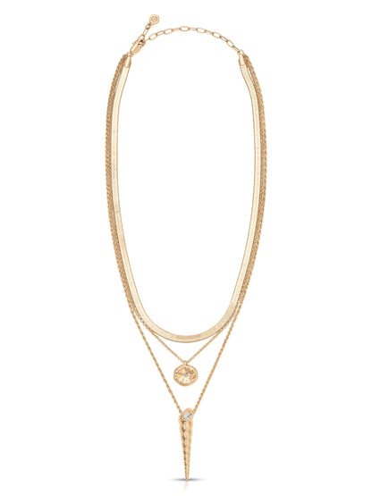 Saint Tropez Shell Necklace - Clear Crystal with Silver Plating | Ettika
