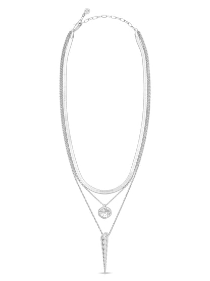 Saint Tropez Shell Necklace - Clear Crystal with Silver Plating | Ettika