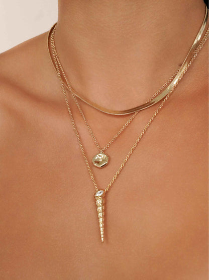 Saint Tropez Shell Necklace - Clear Crystal with Silver Plating | Ettika