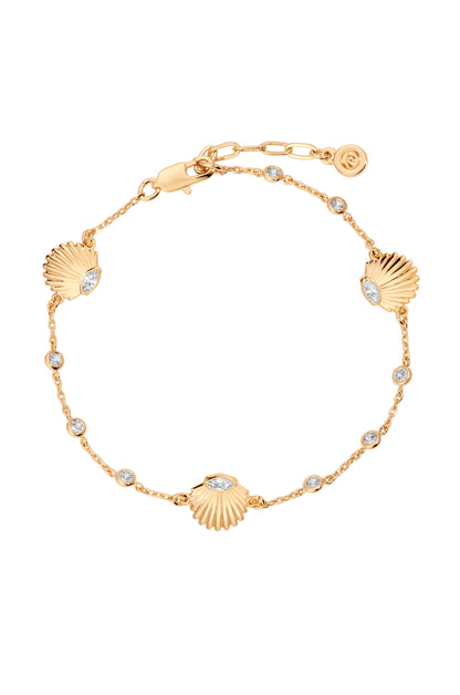 Santorini Shell Anklet - Clear Crystal with 18k Gold Plating | Ettika