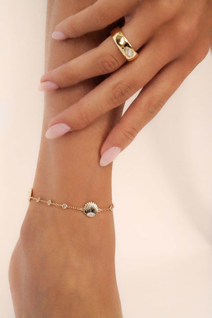 Santorini Shell Anklet - Clear Crystal with 18k Gold Plating | Ettika