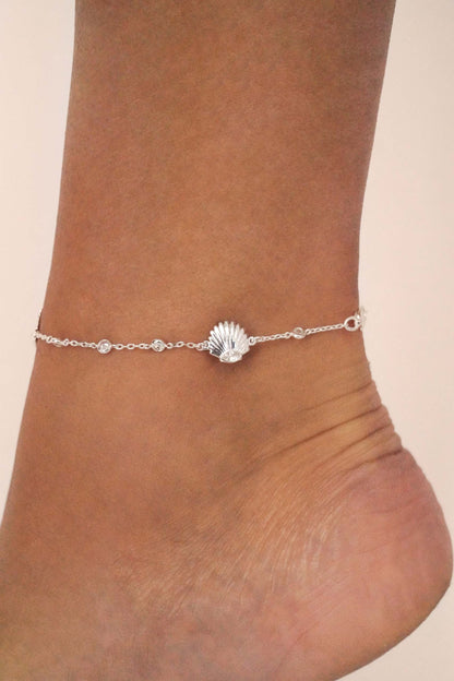 Santorini Shell Anklet - Clear Crystal with 18k Gold Plating | Ettika