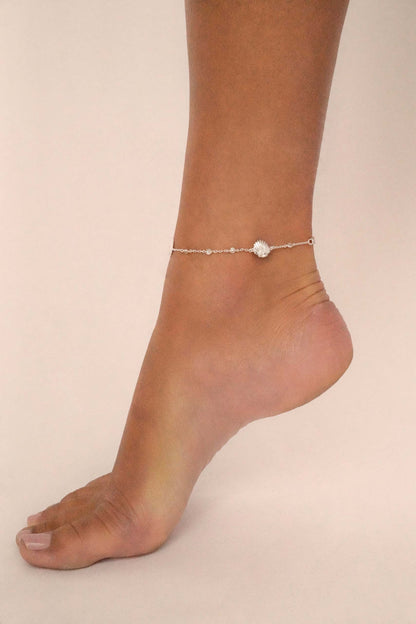 Santorini Shell Anklet - Clear Crystal with 18k Gold Plating | Ettika
