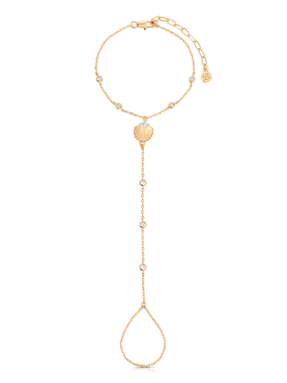 Santorini Shell Hand Chain - Clear Crystal with 18k Gold Plating | Ettika