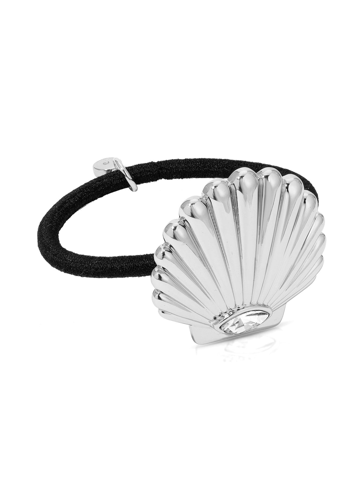 Santorini Shell Hair Tie - Gold Tone with Black Elastic | Ettika