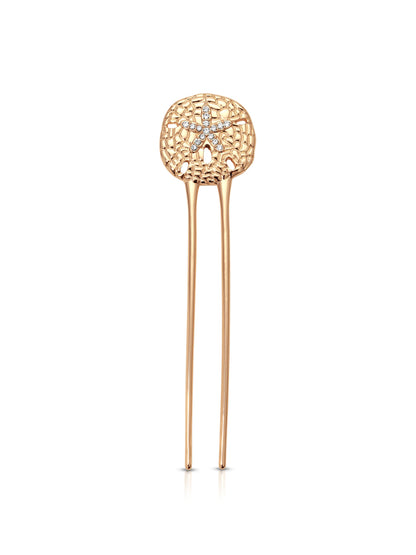 Sand Dollar Hair Pin - Clear Crystal with Gold Tone | Ettika