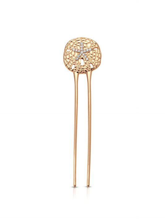Sand Dollar Hair Pin - Clear Crystal with Gold Tone | Ettika
