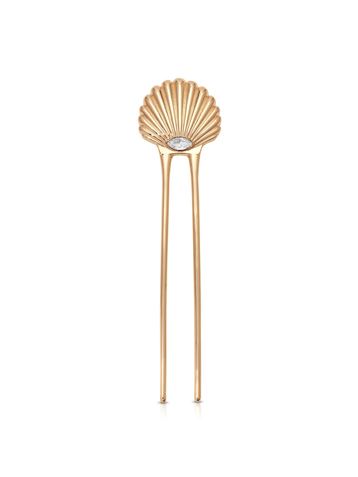 Santorini Shell Hair Pin - Clear Crystal with Gold Tone | Ettika