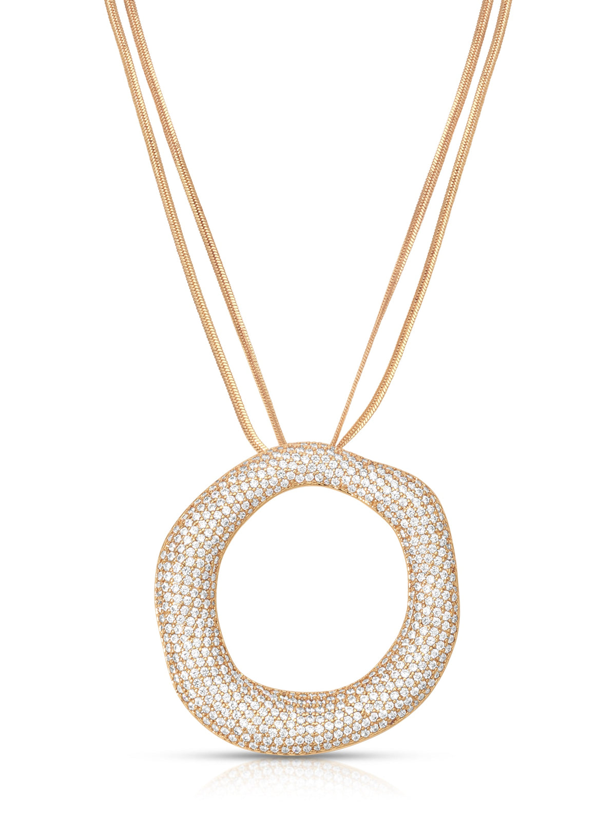 Open Circle Pavè Necklace - Clear Crystal with 18k Gold Plating | Ettika