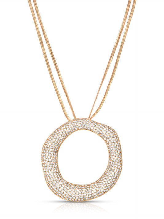 Open Circle Pavè Necklace - Clear Crystal with 18k Gold Plating | Ettika