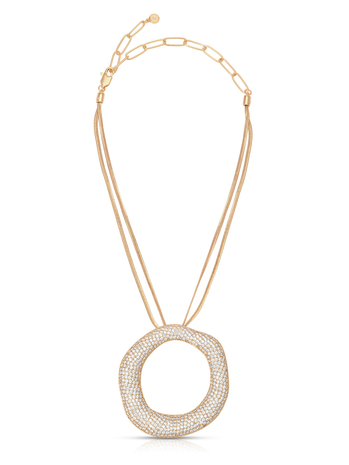 Open Circle Pavè Necklace - Clear Crystal with 18k Gold Plating | Ettika