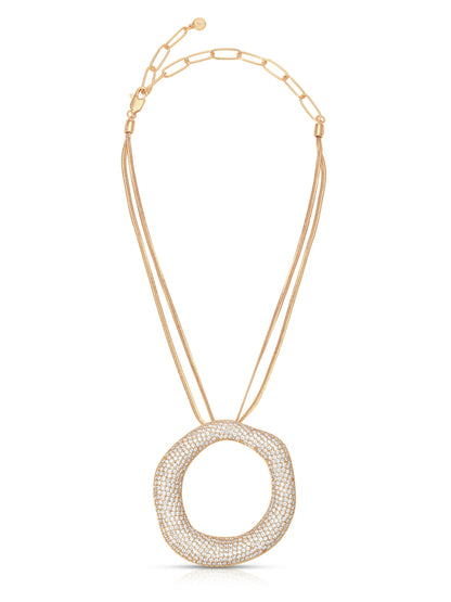 Open Circle Pavè Necklace - Clear Crystal with 18k Gold Plating | Ettika