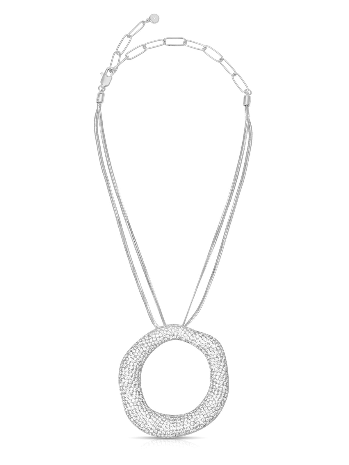 Open Circle Pavè Necklace - Clear Crystal with Silver Plating | Ettika