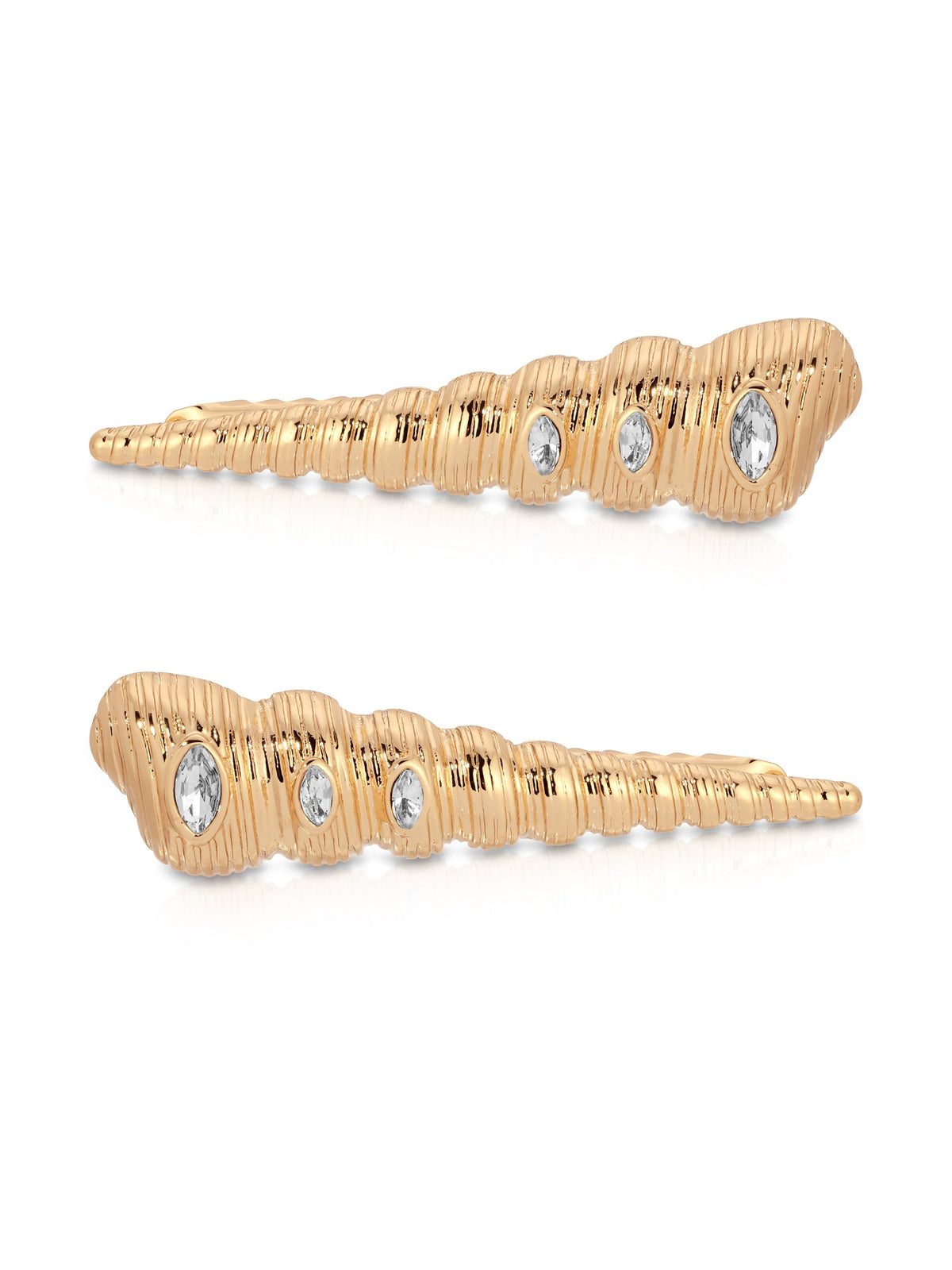 Capri Shell Barrette Set - Clear Crystal with Gold Tone | Ettika