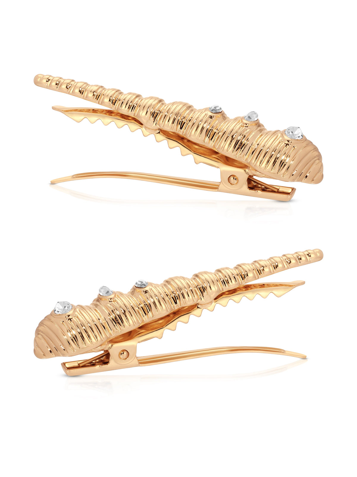 Capri Shell Barrette Set - Clear Crystal with Gold Tone | Ettika