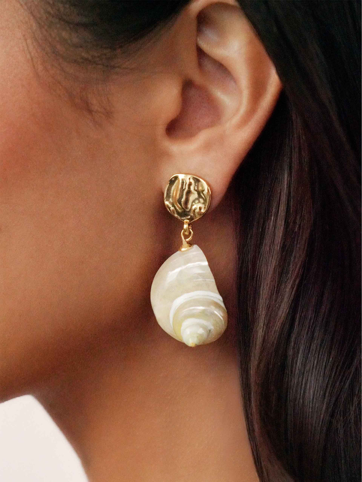 Sunken Treasure Shell Earrings - Shell with 18k Gold Plating | Ettika