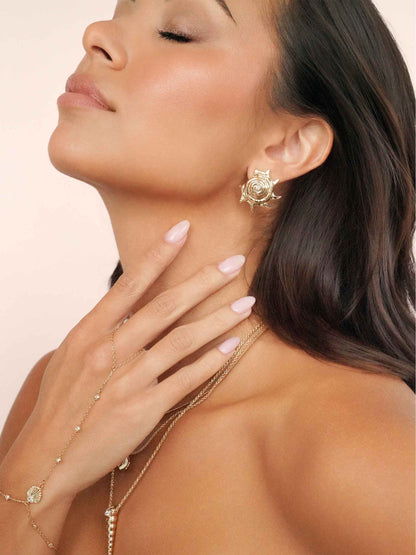 Sorrento Statement Earrings - Clear Crystal with 18k Gold Plating | Ettika