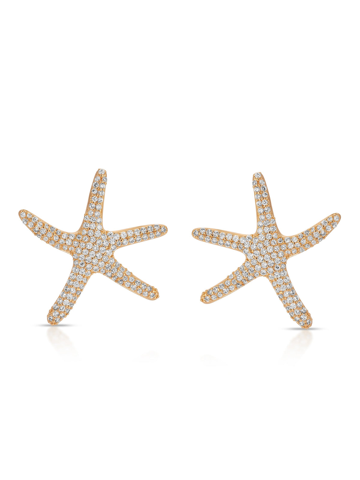 Pavè Starfish Earrings - Clear Crystal with 18k Gold Plating | Ettika