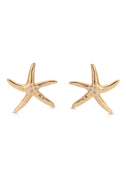 Starfish Luxe Earrings - Clear Crystal with 18k Gold Plating | Ettika