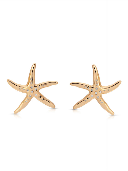 Starfish Luxe Earrings - Clear Crystal with 18k Gold Plating | Ettika