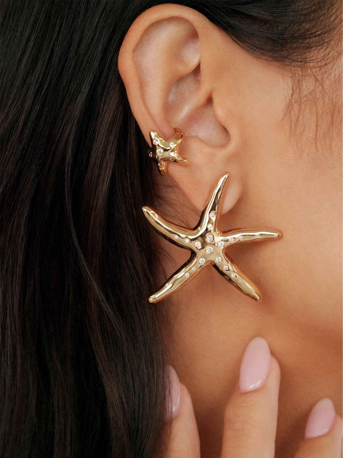 Starfish Luxe Earrings - Clear Crystal with 18k Gold Plating | Ettika