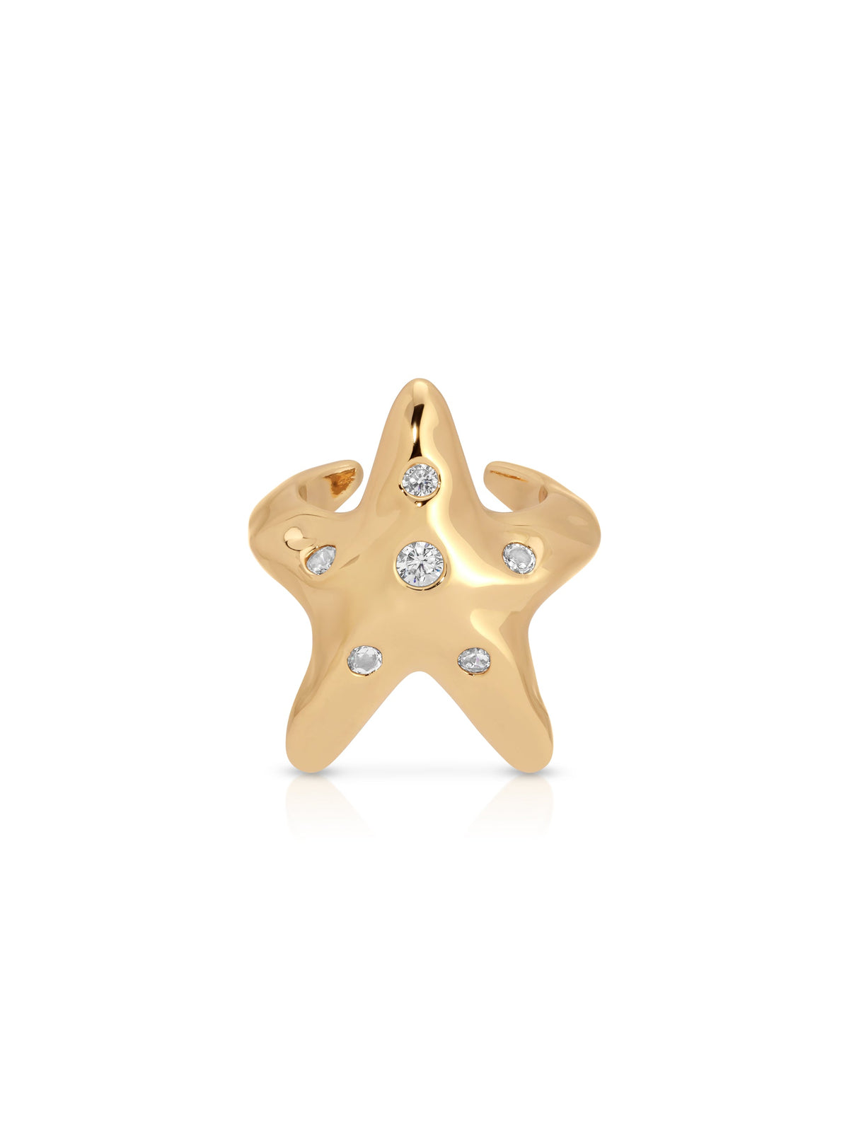 Starfish Luxe Ear Cuff - Clear Crystal with 18k Gold Plating | Ettika