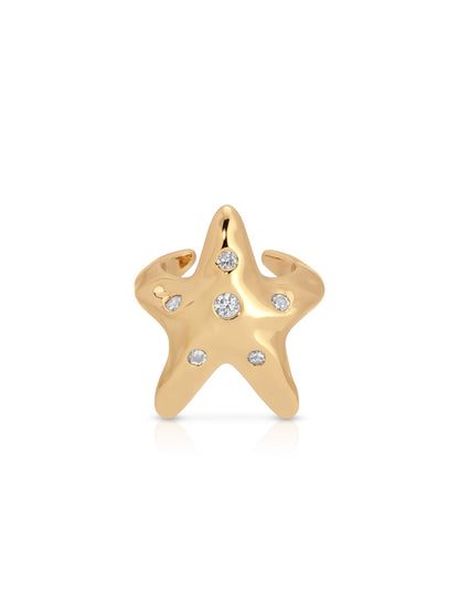 Starfish Luxe Ear Cuff - Clear Crystal with 18k Gold Plating | Ettika