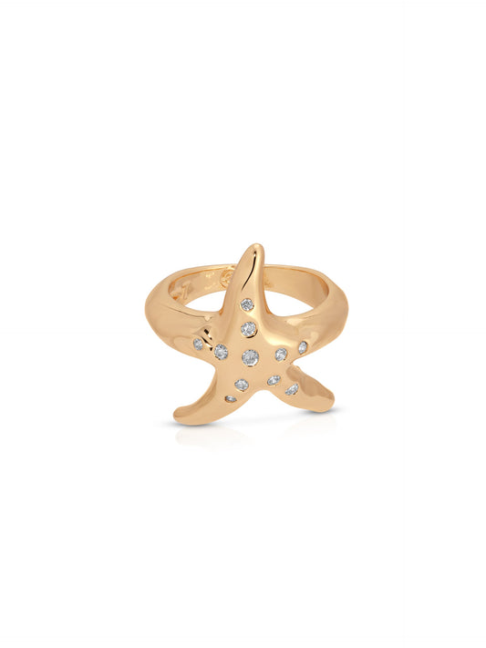 Starfish Ring — Luxe Edition by Ettika - Clear Crystal with 18k Gold Plating | Ettika