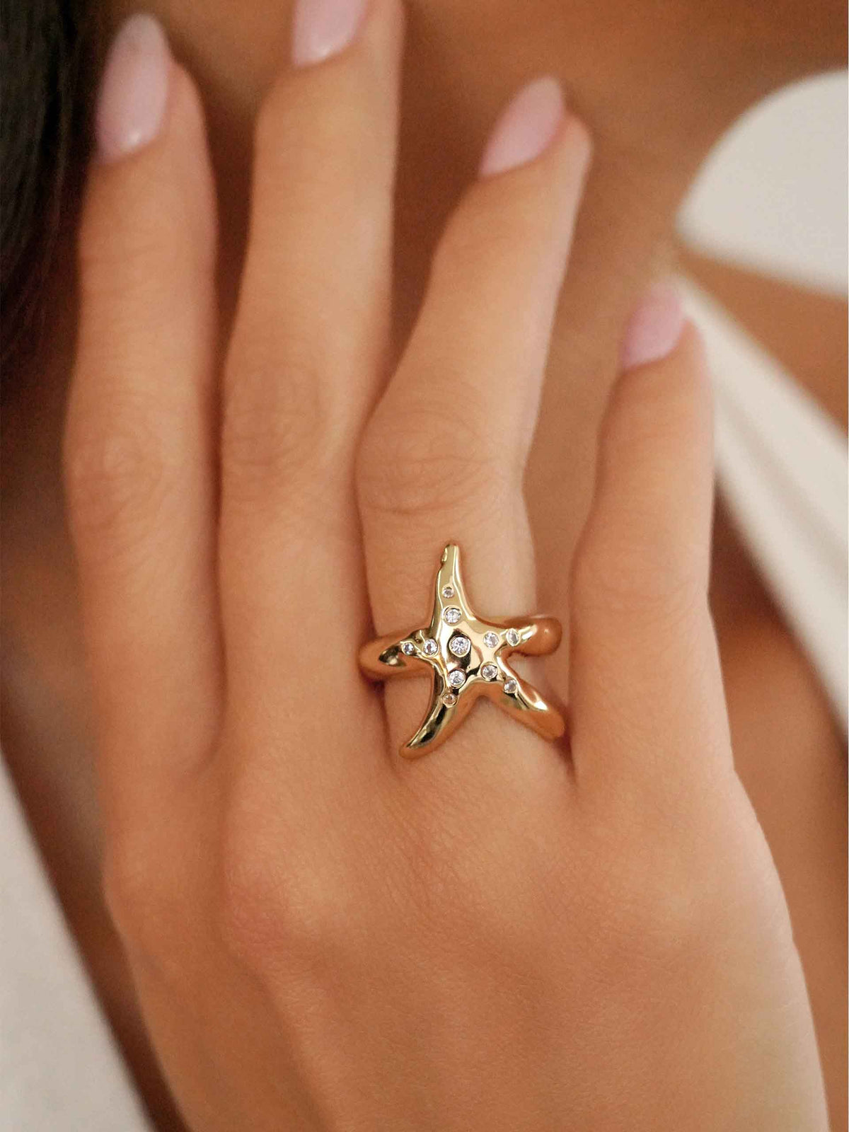 Starfish Ring — Luxe Edition by Ettika - Clear Crystal with 18k Gold Plating | Ettika