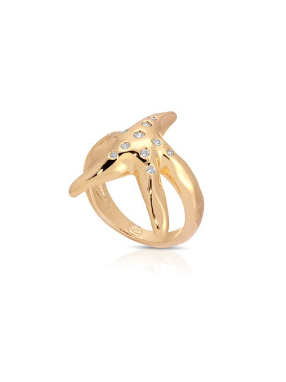 Starfish Ring — Luxe Edition by Ettika - Clear Crystal with 18k Gold Plating | Ettika