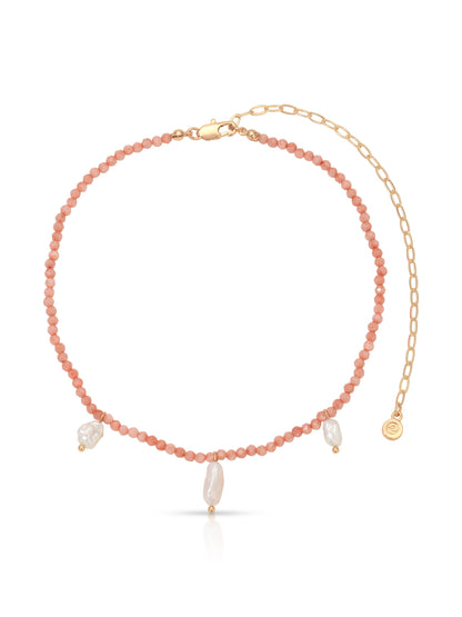 Ibiza Beaded Choker - Coral with 18k Gold Plating | Ettika