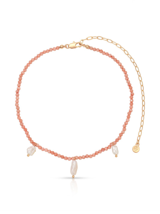Ibiza Beaded Choker - Coral with 18k Gold Plating | Ettika