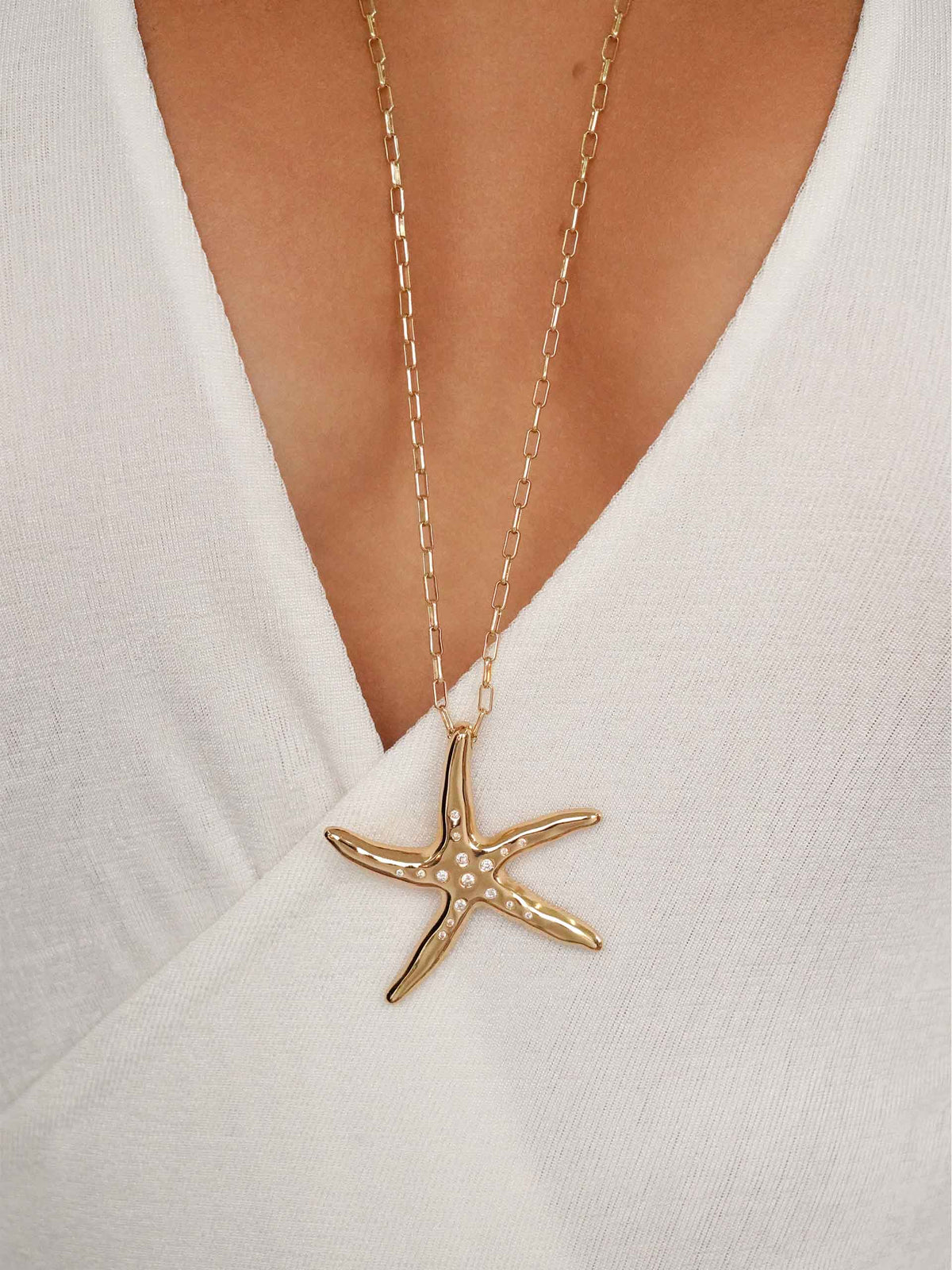 Starfish Luxe Pendant Necklace - Clear Crystal with 18k Gold Plating | Ettika