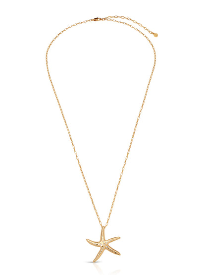 Starfish Luxe Pendant Necklace - Clear Crystal with 18k Gold Plating | Ettika